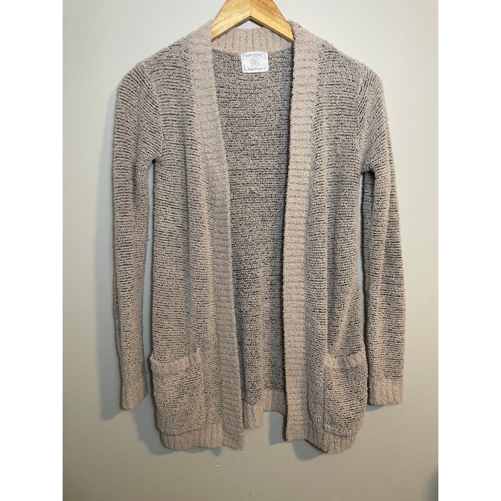 Beige Popcorn Knit Open Front Cardigan Womens S Lagenlook Minimalist Cabincore